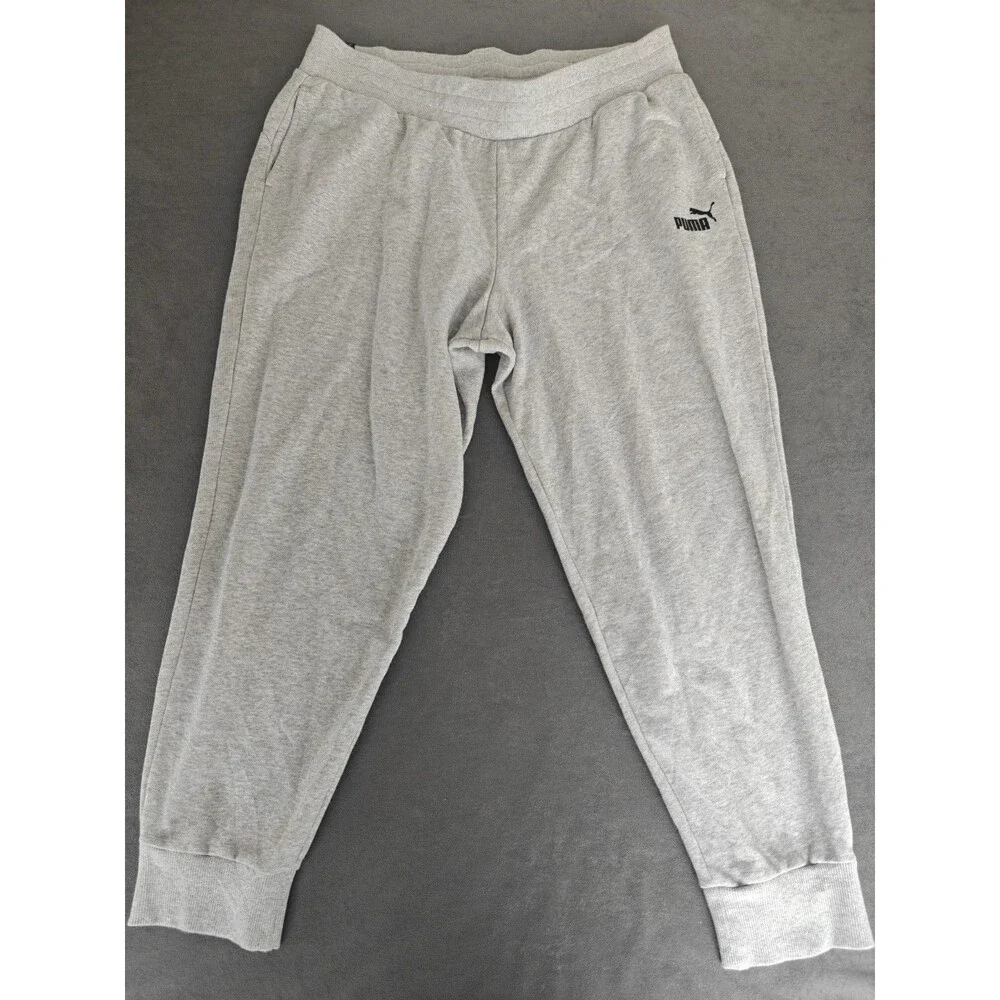 Puma Men's Gray Fleece Jogger Sweatpants Logo Pocket XL